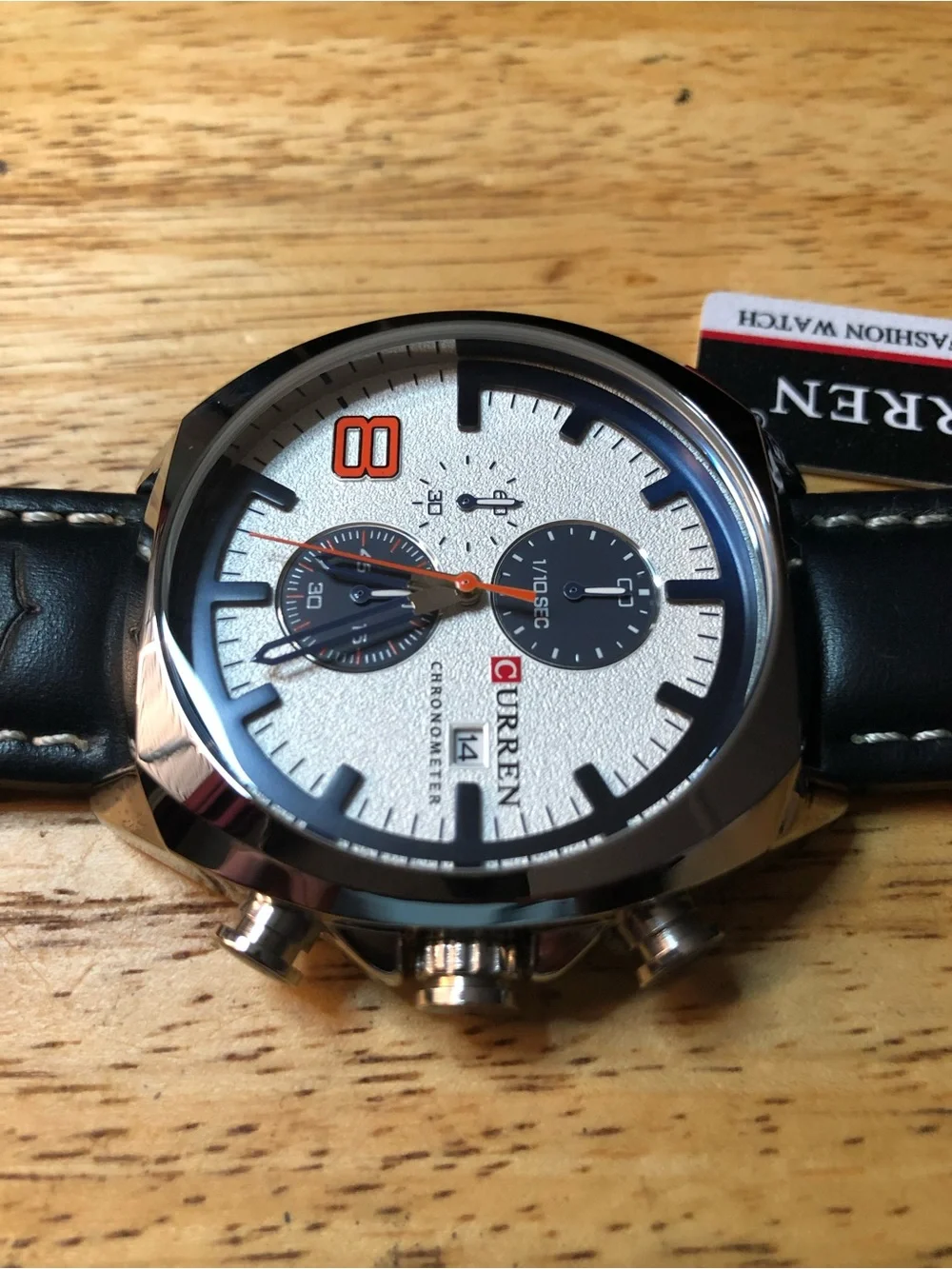 New Men’s Black and White Chronograph Curren
